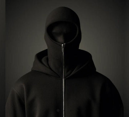 Men’s Full Sleeves Zipper Hoodie with Built-In Mask