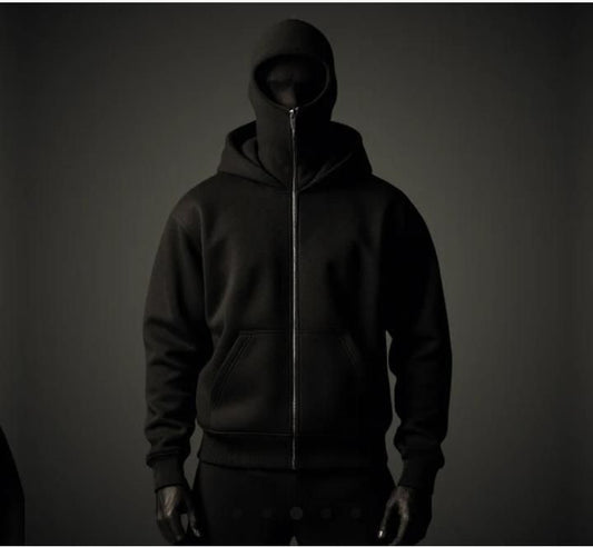 Men’s Full Sleeves Zipper Hoodie with Built-In Mask